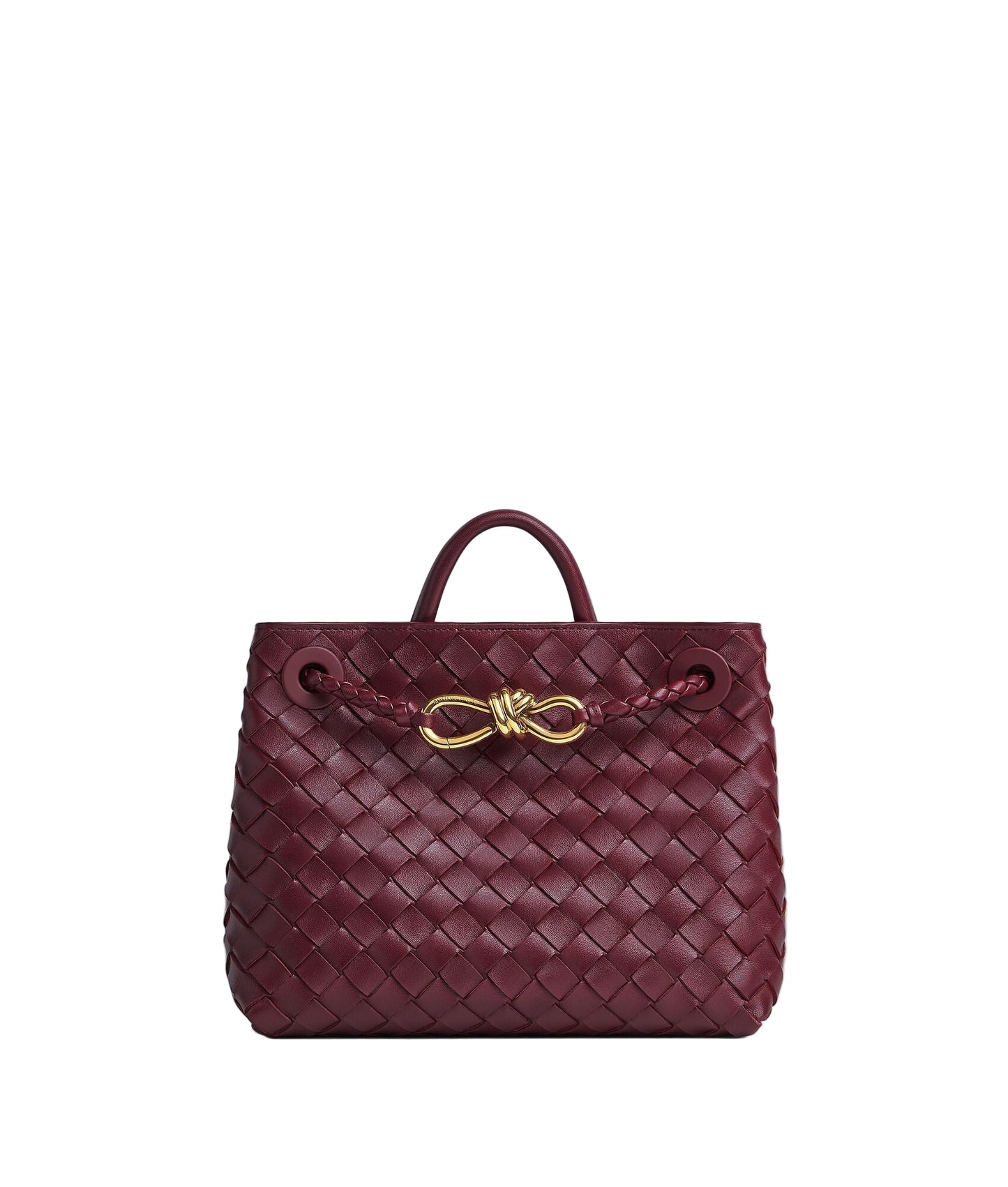 Handwoven Rectangular Bag with Gold-Tone Hardware and Crossbody Strap