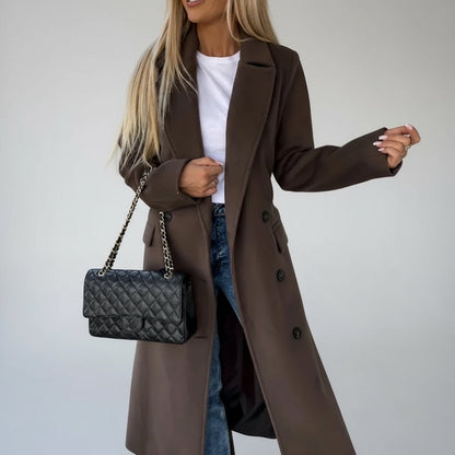 Longline Coat with Adjustable Waist Tie