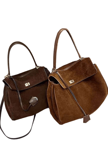 Structured Top-Handle Handbag with Dual Gold-Tone Twist Locks