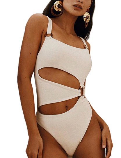 Cutout One-Piece Swimsuit with Ring Accents