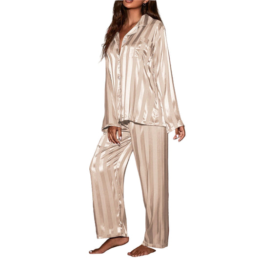 Relaxed Two-Piece Sleepwear Set with Elastic Waist Bottoms