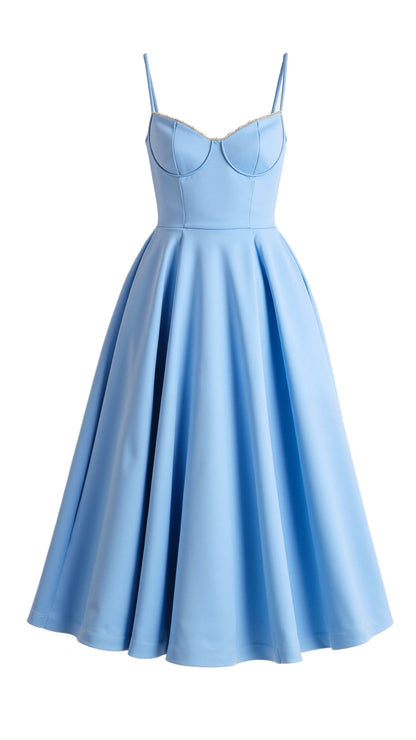 Bustier Midi Dress with Underwire Cups and Hidden Pockets