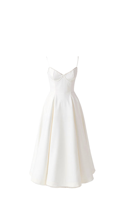 Bustier Midi Dress with Underwire Cups and Hidden Pockets