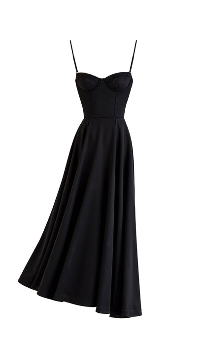 Bustier Midi Dress with Underwire Cups and Hidden Pockets