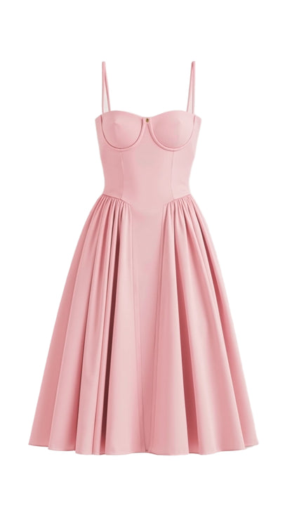 Gathered Bustier Midi Dress