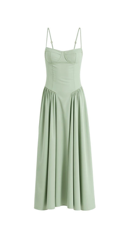 Gathered Bustier Midi Dress