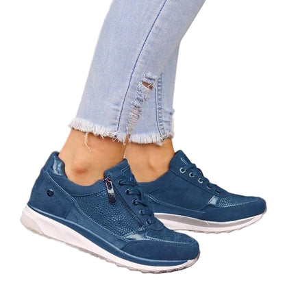 Lace-Up Sneakers with Side Zipper