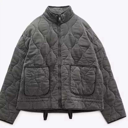 Quilted Jacket Zip Front Padded Jacket