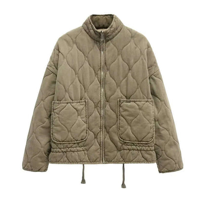 Quilted Jacket Zip Front Padded Jacket
