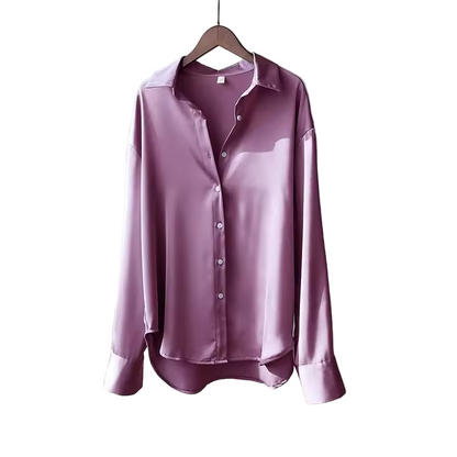 Silk Blouse with Button-Down Front and Wide Cuffs