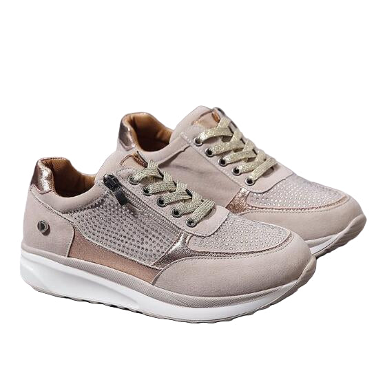 Lace-Up Sneakers with Side Zipper