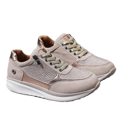 Lace-Up Sneakers with Side Zipper