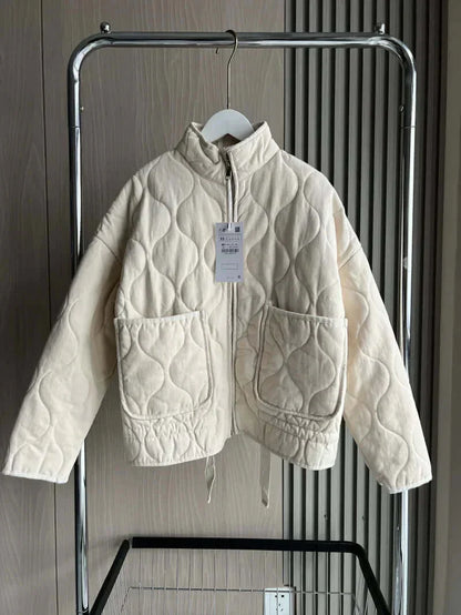 Quilted Jacket Zip Front Padded Jacket