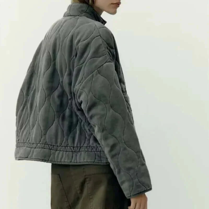 Quilted Jacket Zip Front Padded Jacket