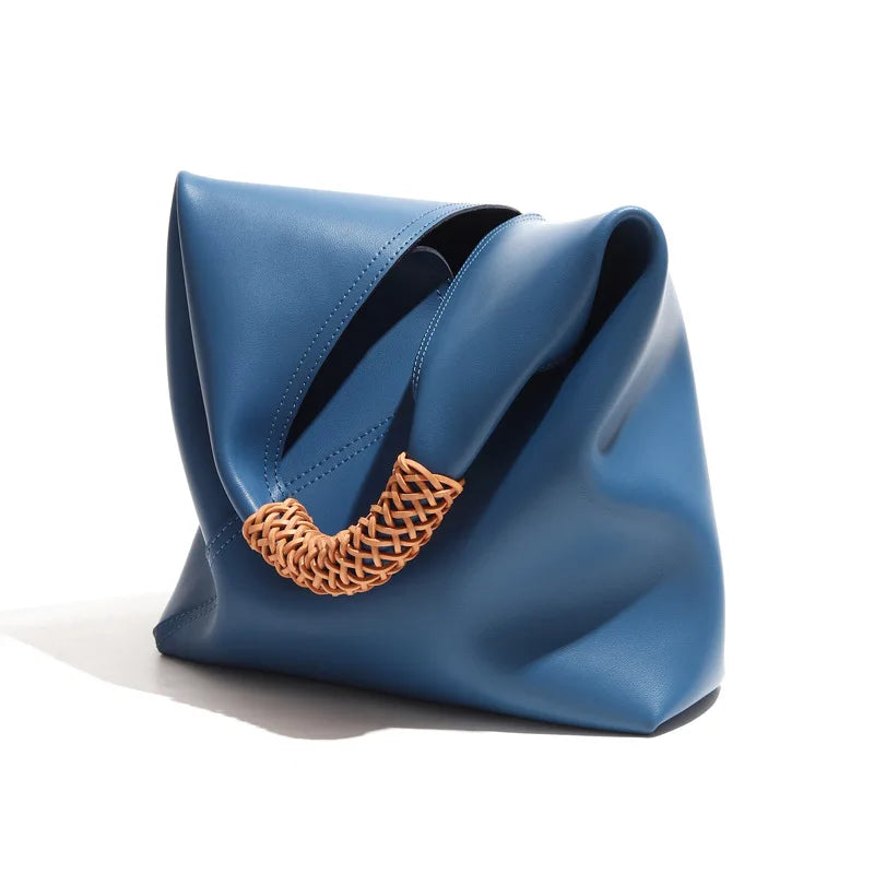 Structured Rectangular Tote Bag with Woven Top Handle