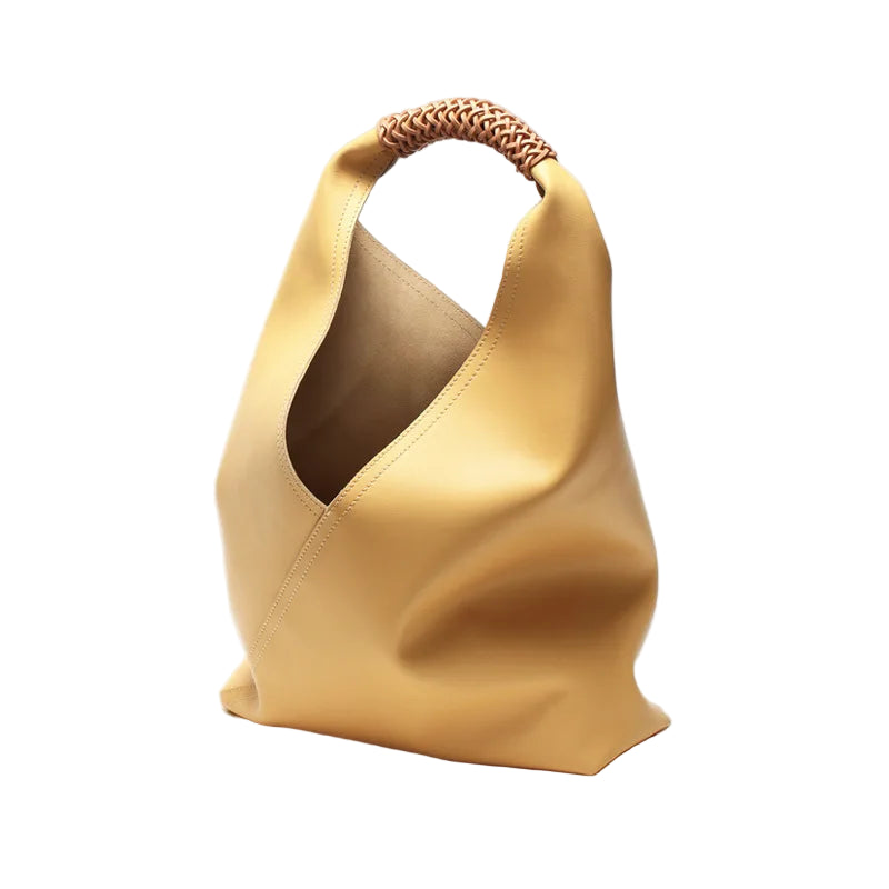 Structured Rectangular Tote Bag with Woven Top Handle