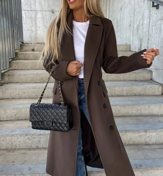 Longline Coat with Adjustable Waist Tie