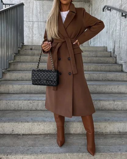 Longline Coat with Adjustable Waist Tie