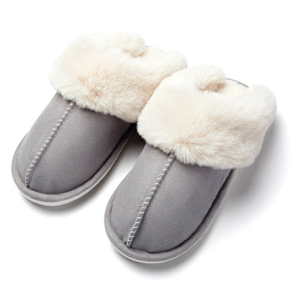 Slip-On Slippers with Faux Fur Lining and Closed Toe Design