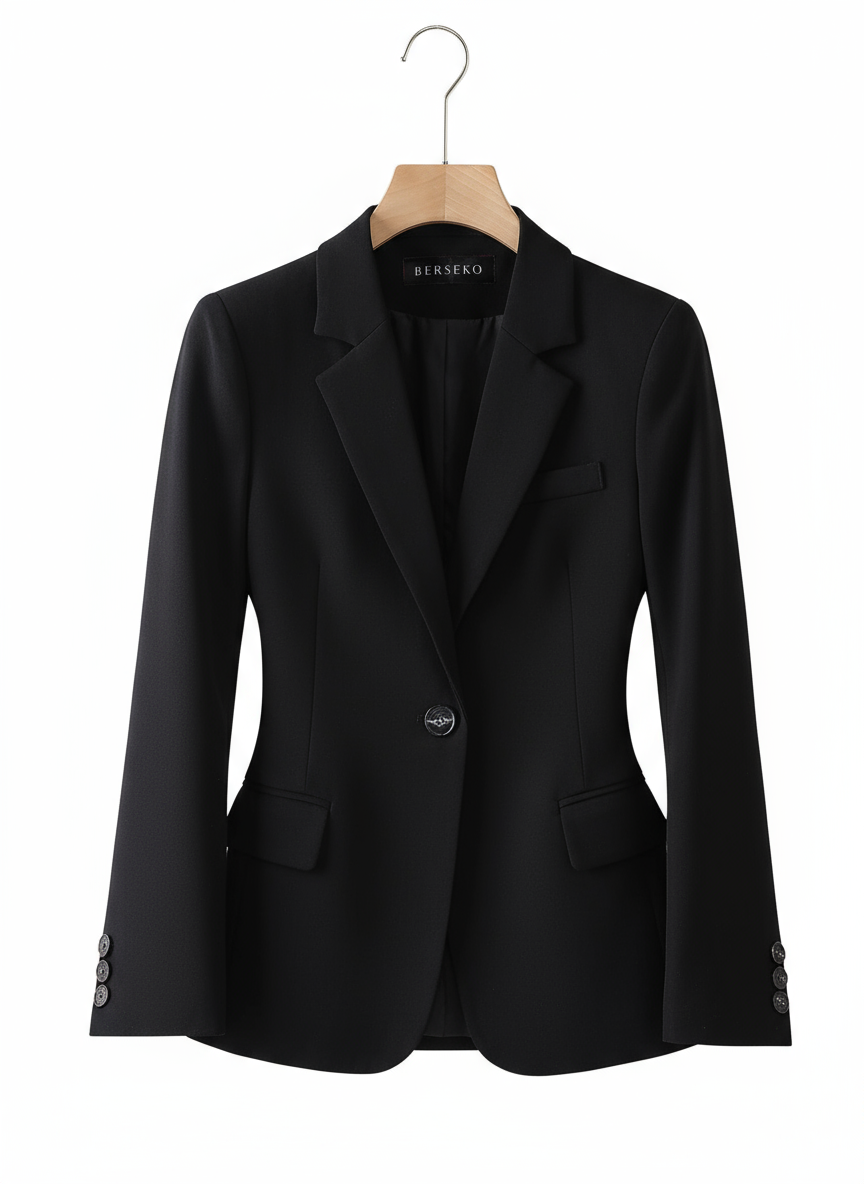 Single-Button Structured Blazer with Peak Lapels