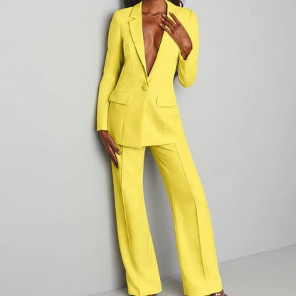 Two-Piece Suit with Blazer and Wide-Leg Trousers