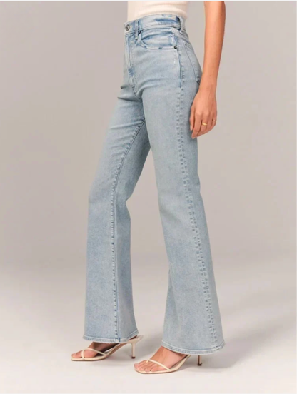 High-Waist Flared Denim Pants