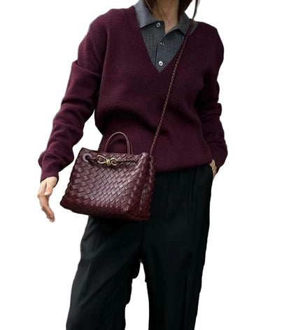 Handwoven Rectangular Bag with Gold-Tone Hardware and Crossbody Strap