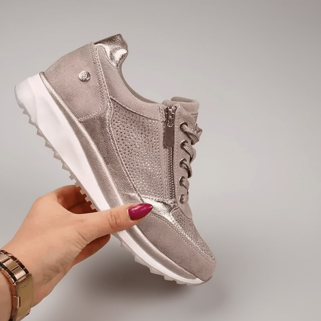 Women’s Side-Zip Lace-Up Low-Top Sneakers