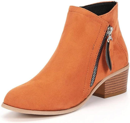Low-Block Heel Zip Ankle Boots