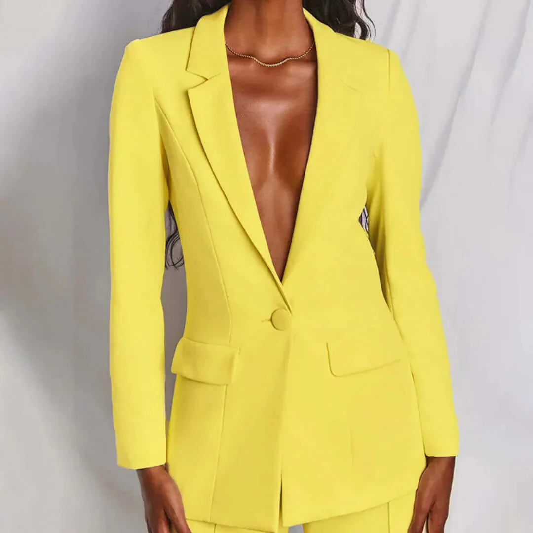 Two-Piece Suit with Blazer and Wide-Leg Trousers