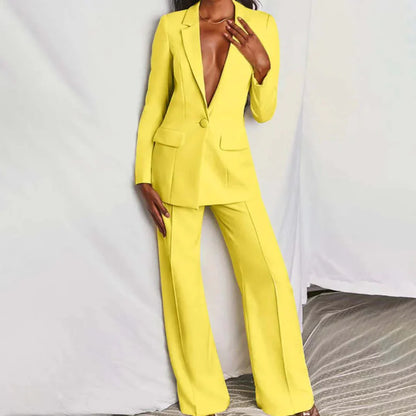 Two-Piece Suit with Blazer and Wide-Leg Trousers