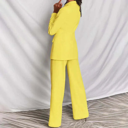 Two-Piece Suit with Blazer and Wide-Leg Trousers