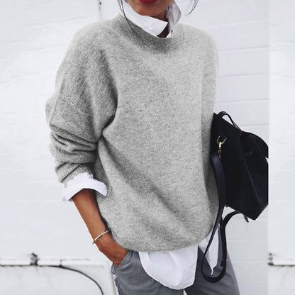 Crew-Neck Jumper with Ribbed Edges and Relaxed Fit