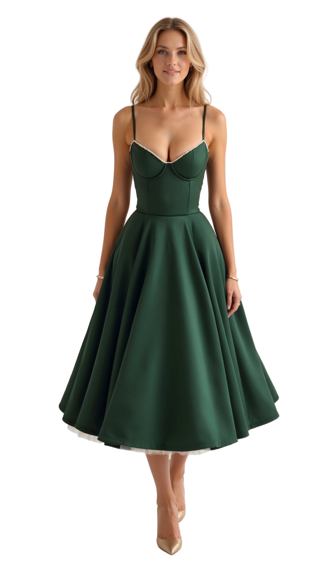 Bustier Midi Dress with Underwire Cups and Hidden Pockets