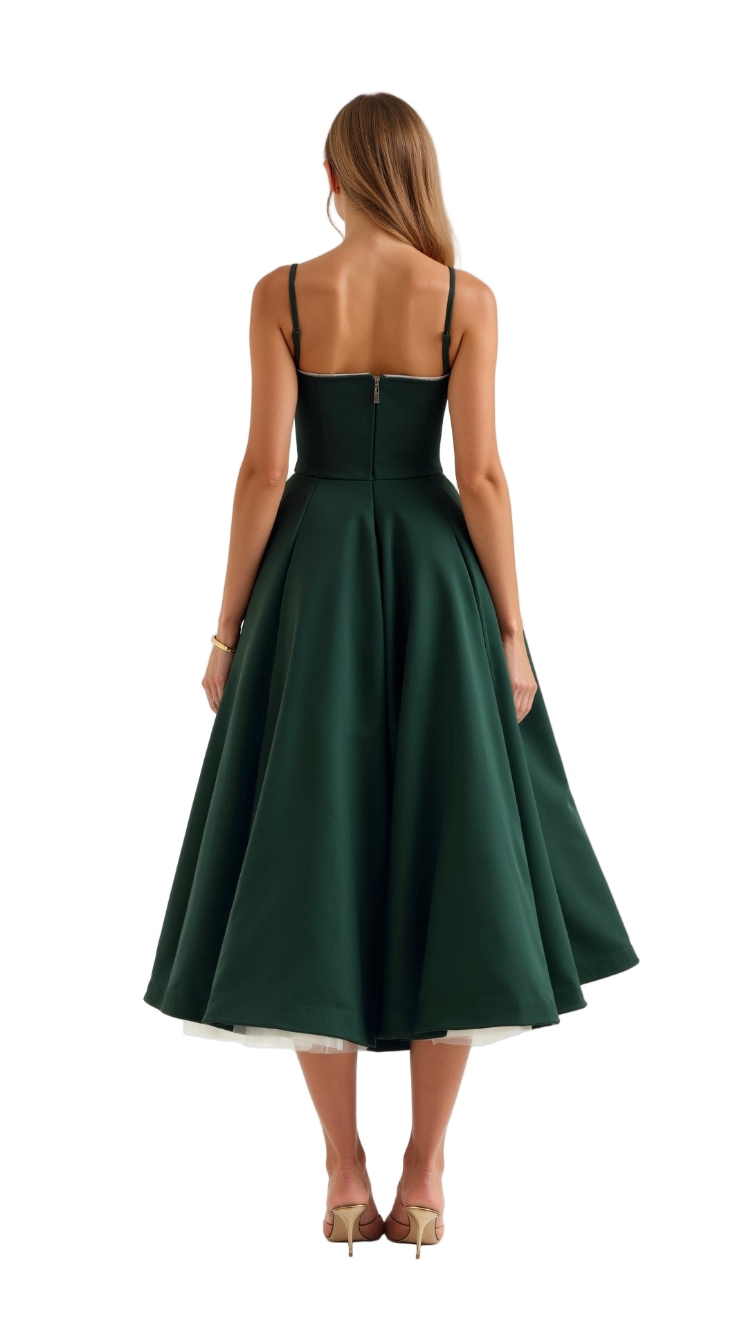 Bustier Midi Dress with Underwire Cups and Hidden Pockets