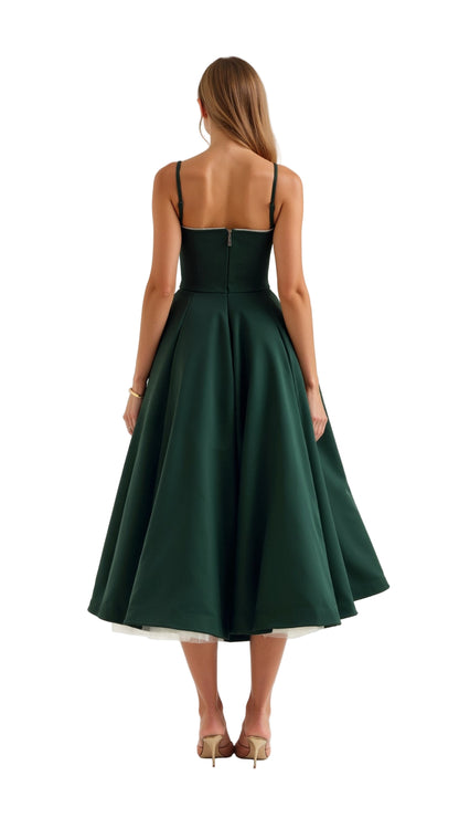 Bustier Midi Dress with Underwire Cups and Hidden Pockets