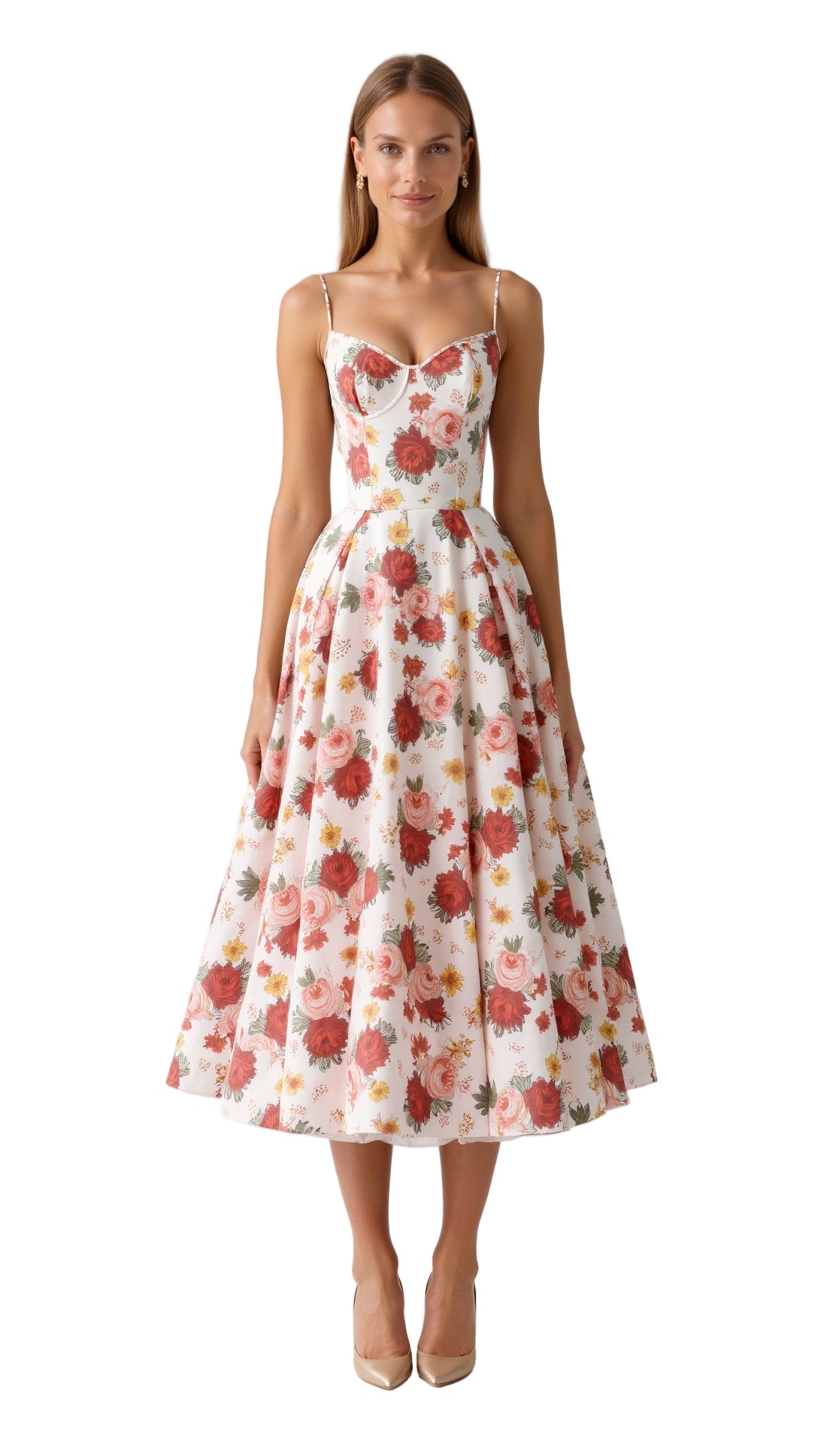 Bustier Midi Dress with Underwire Cups and Hidden Pockets