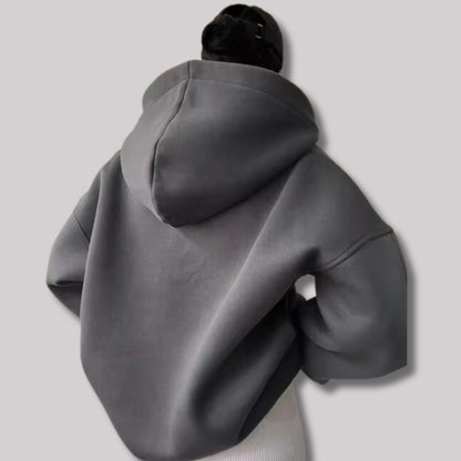 Oversized Sweatshirt with Open Collar and Ribbed Hem