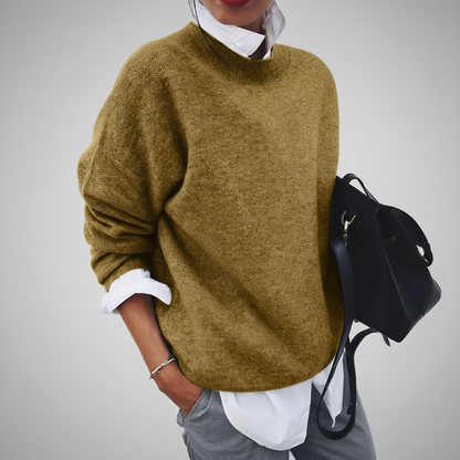 Crew-Neck Jumper with Ribbed Edges and Relaxed Fit