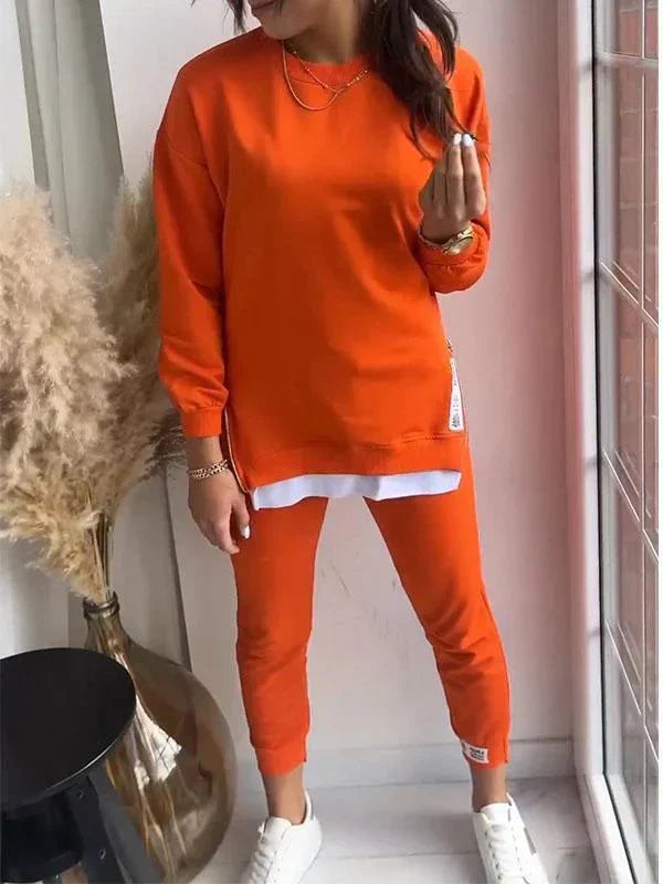 Relaxed Two-Piece Tracksuit with Long Sleeves and Ribbed Hem