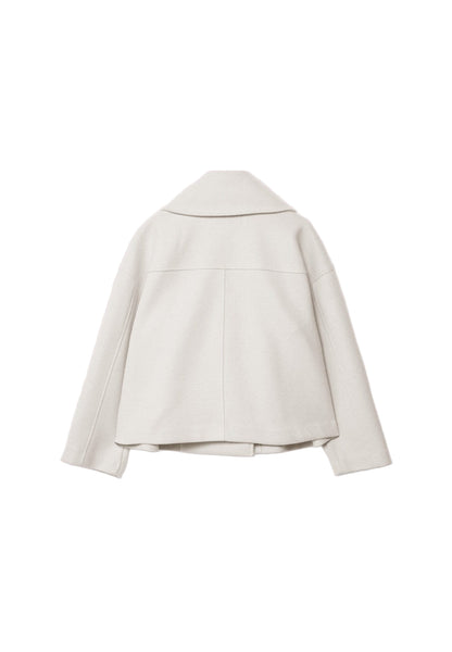 Cropped Boxy Jacket with Double-Button Front and Structured Lapels