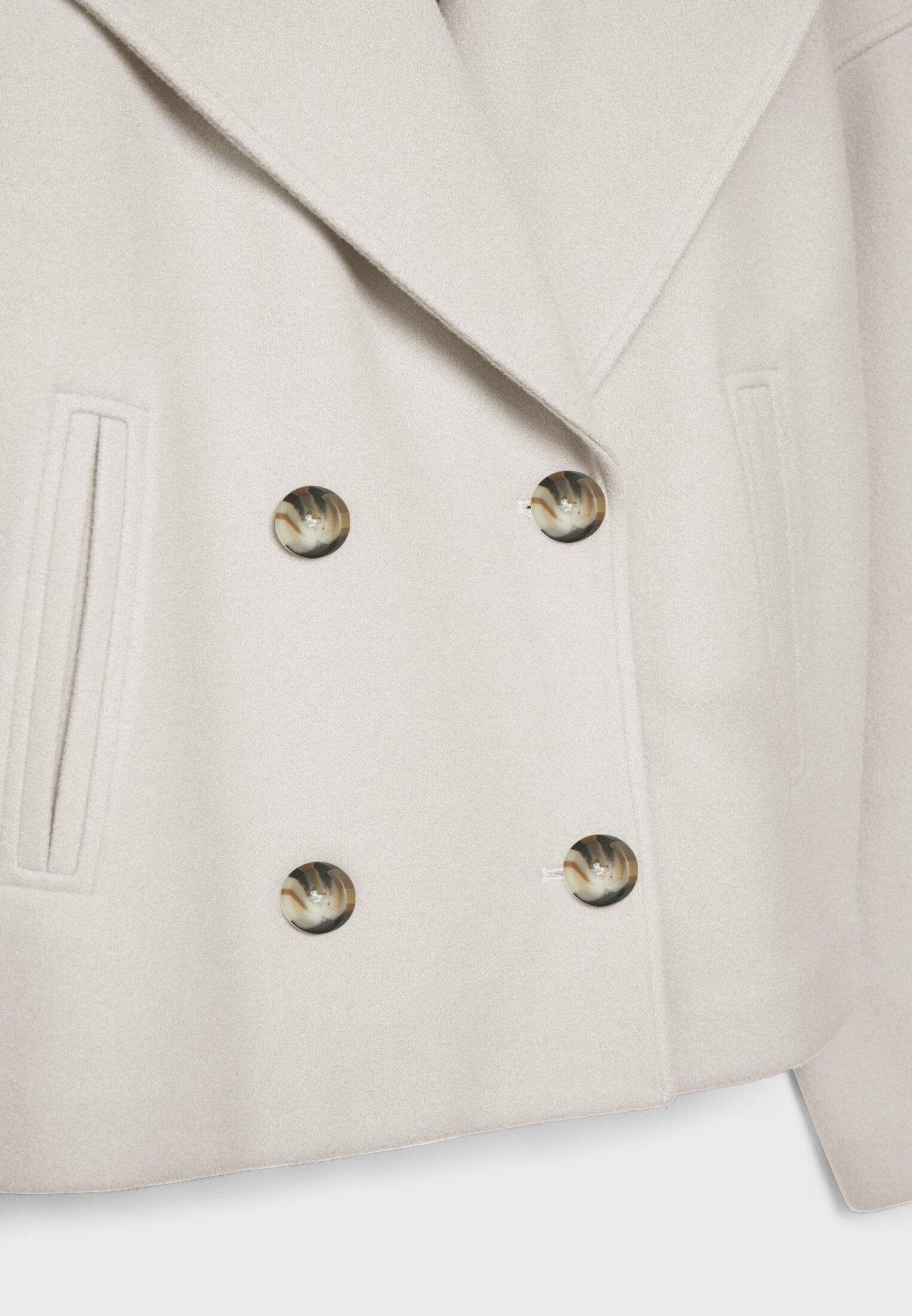 Cropped Boxy Jacket with Double-Button Front and Structured Lapels
