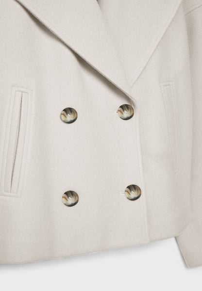 Cropped Boxy Jacket with Double-Button Front and Structured Lapels