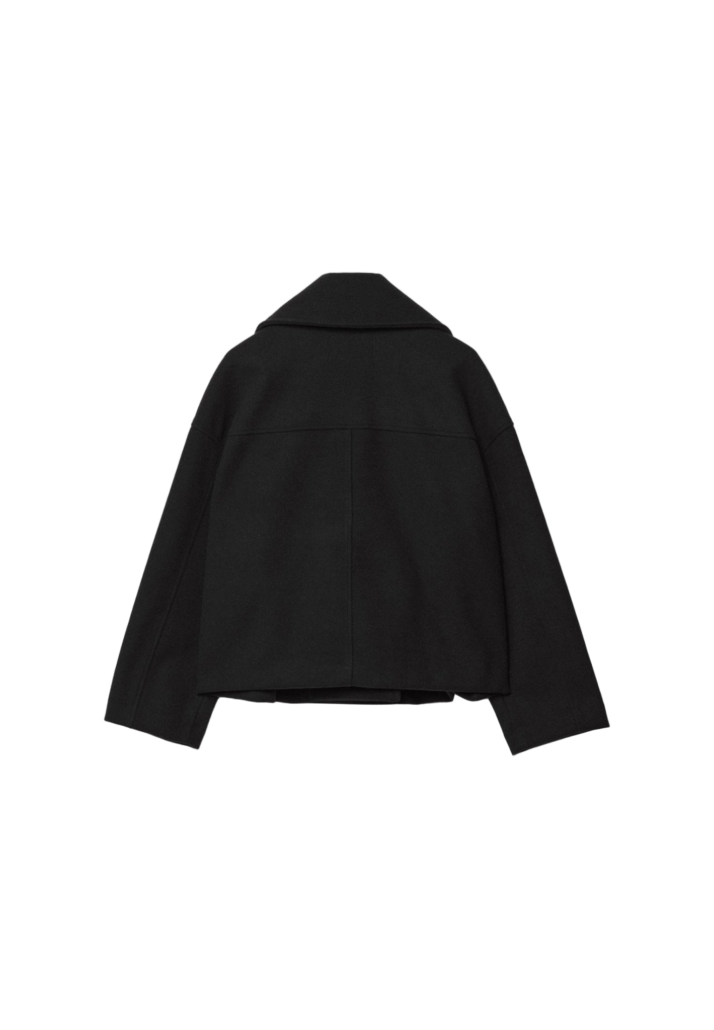 Cropped Boxy Jacket with Double-Button Front and Structured Lapels