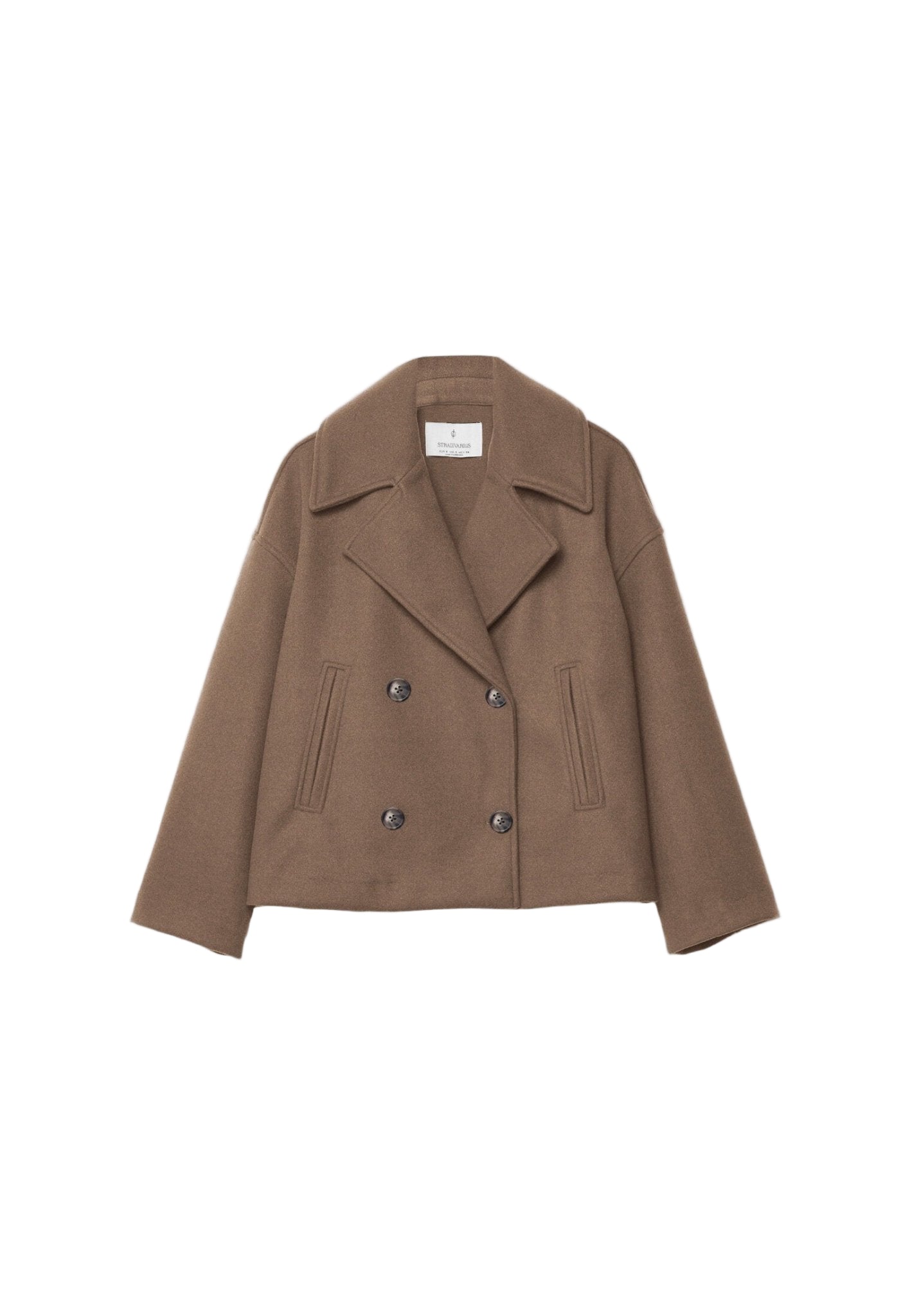 Cropped Boxy Jacket with Double-Button Front and Structured Lapels