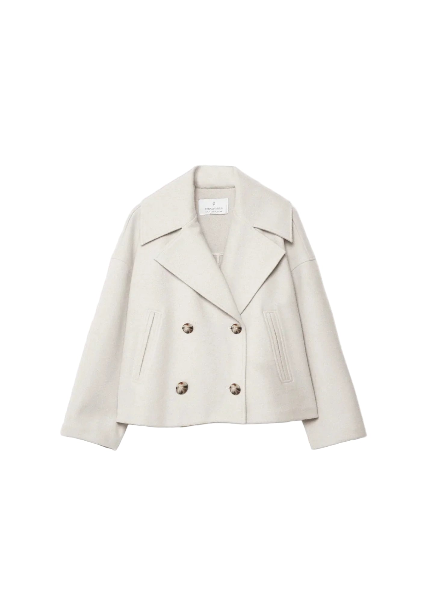Cropped Boxy Jacket with Double-Button Front and Structured Lapels