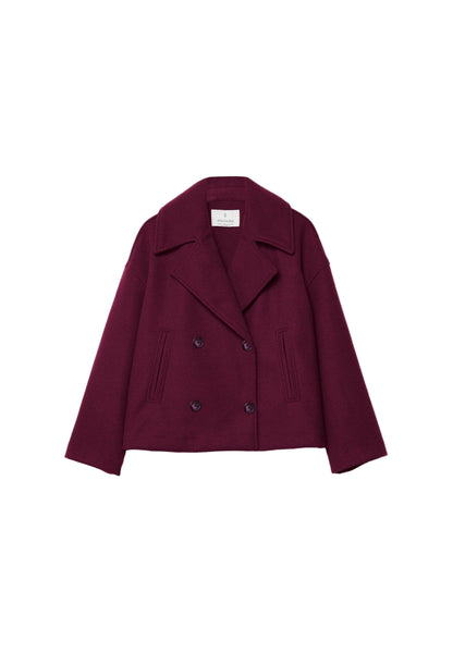 Cropped Boxy Jacket with Double-Button Front and Structured Lapels